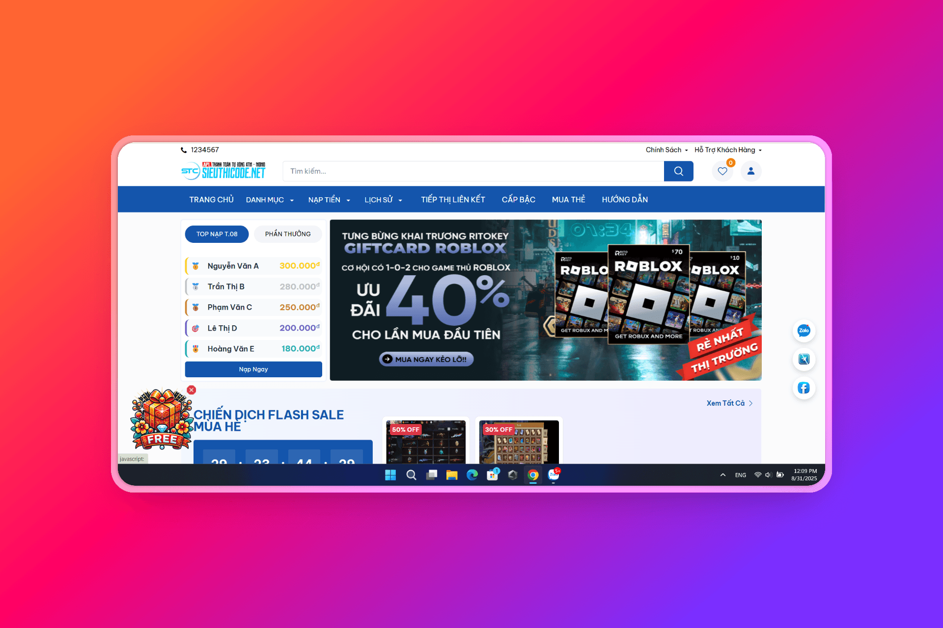 Sản phẩm website mẫu của IFT Stack